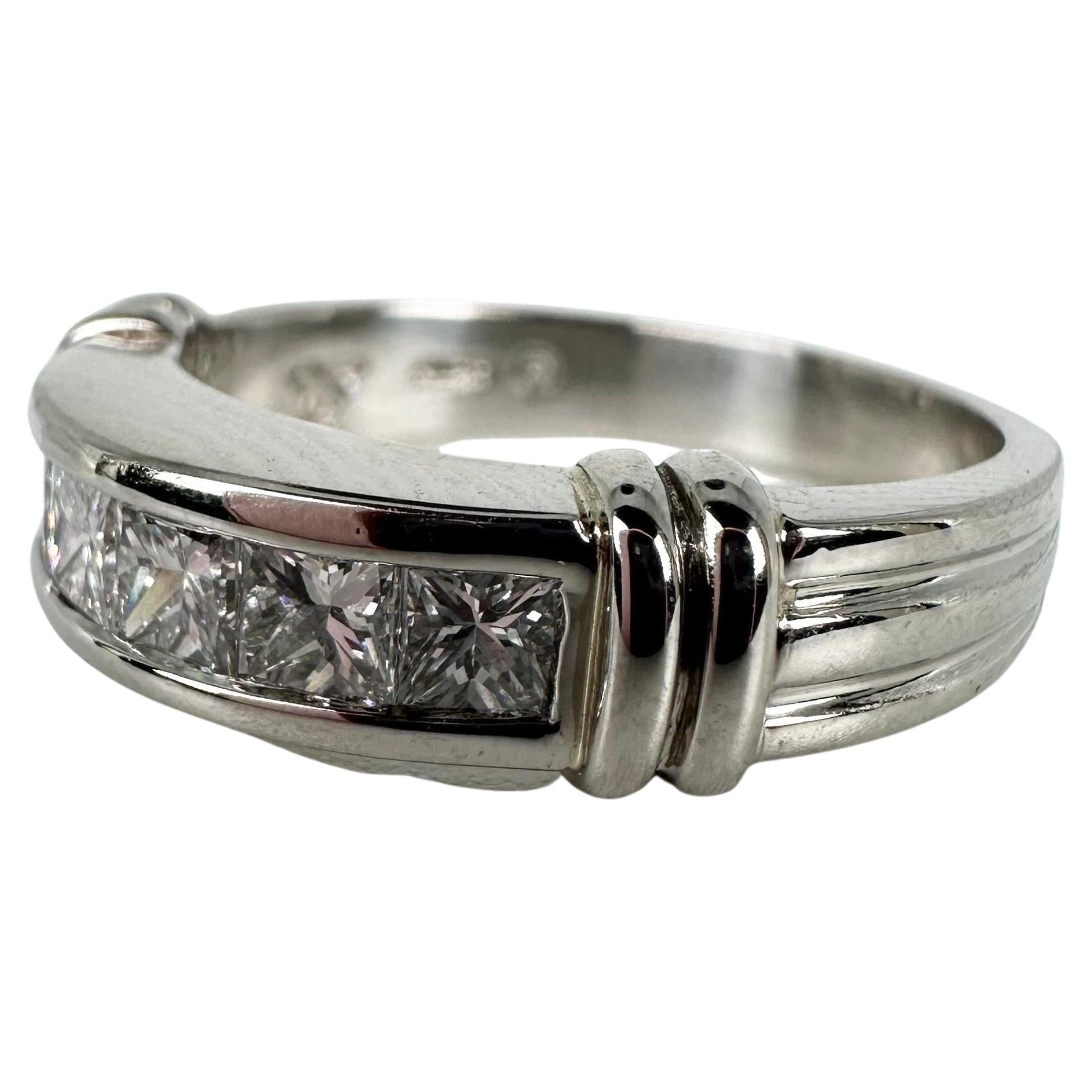 Princess Cut Diamond Wedding Band Made in Platinum 1.02 Carats For Sale