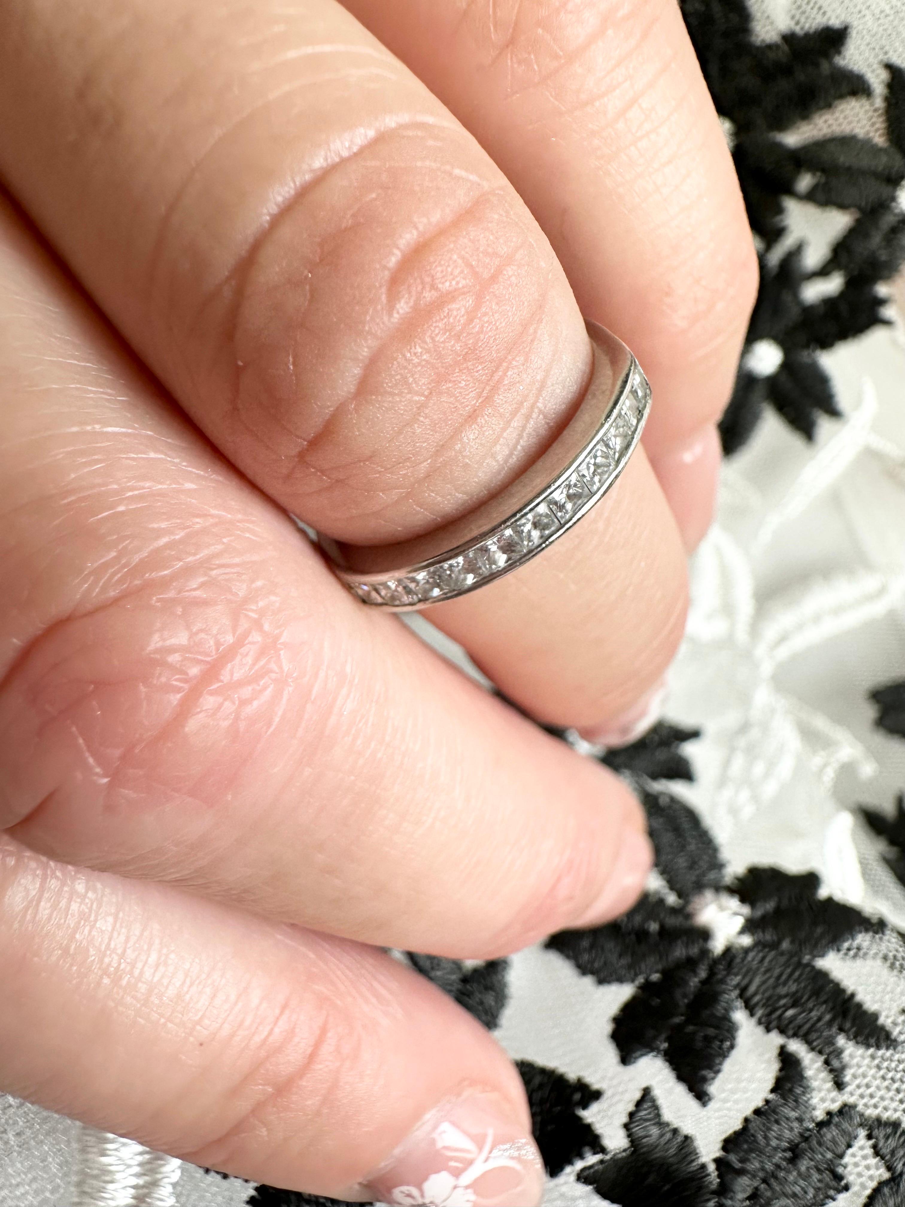 Women's or Men's Princess Cut Diamond Wedding Band Platinum Simple Diamond Ring For Sale