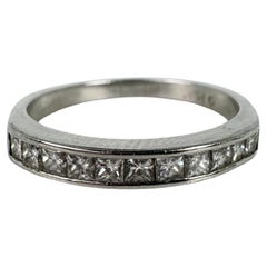 Prinzessinnenschliff Diamant-Hochzeitsring aus Platin mit einfachem Diamanten 