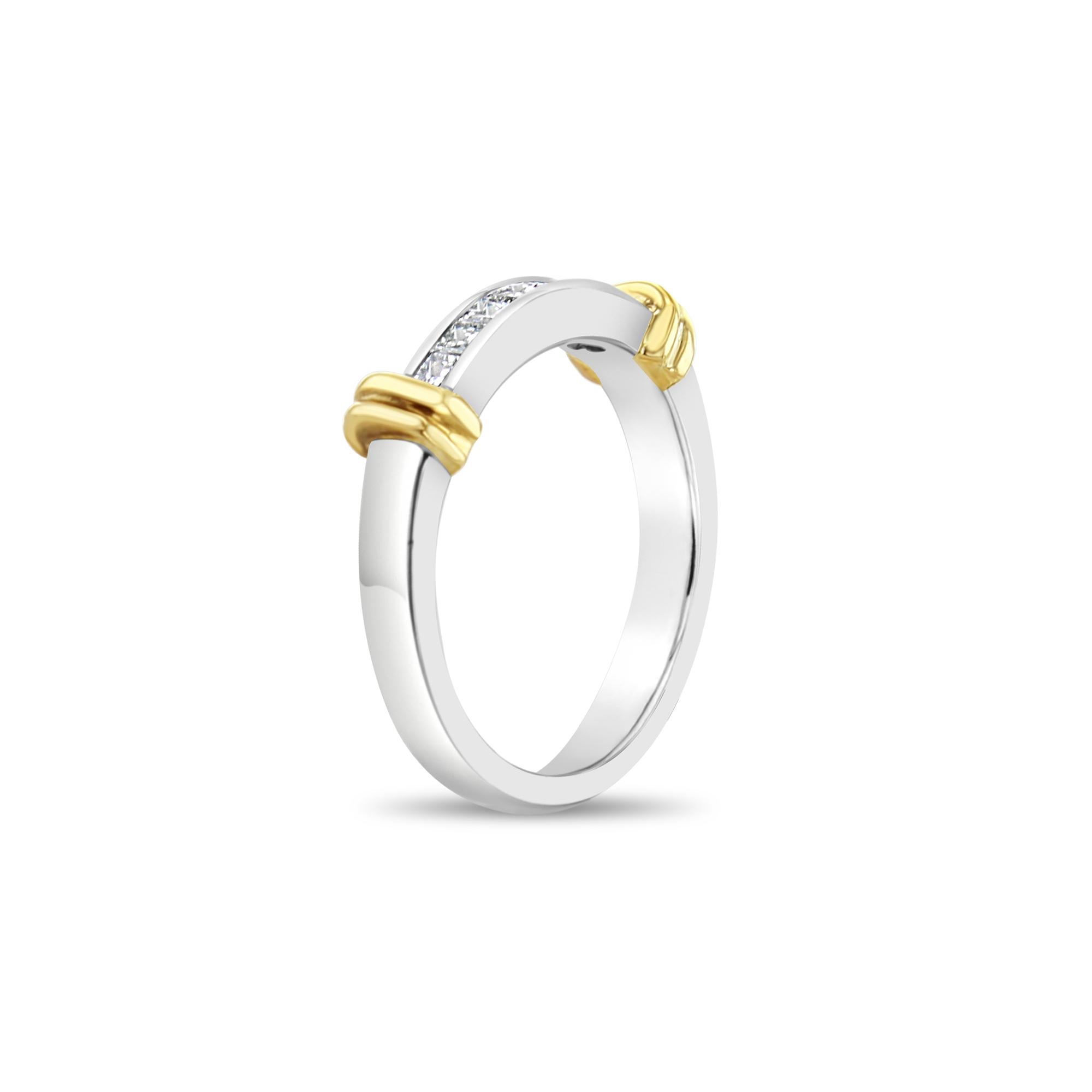 ♥ Product Summary ♥

Main Stone: Diamond
Approx. Carat Weight: .32cttw
Stone Cut: Princess
Material: 14k Two-Toned Gold
Width: 5MM
Weight: 4 grams

Diamonds are Natural. Not enhanced, simulated or lab created.
