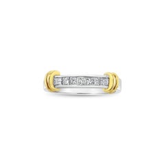 Princess Cut Diamond Wedding Band with 14k Two-Toned Gold Accented Design