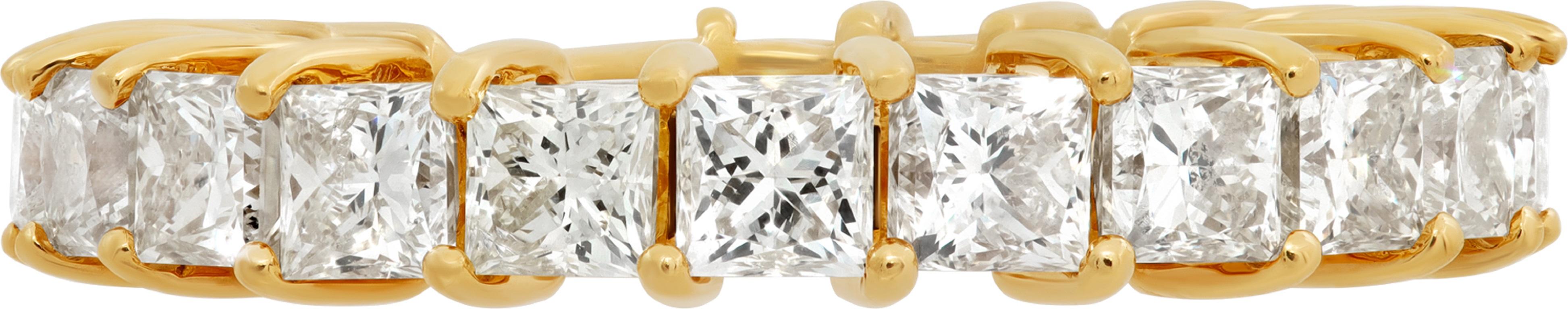 Princess Cut Diamond Yellow Gold Eternity Band In Excellent Condition For Sale In Surfside, FL