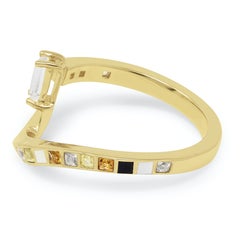 Princess Cut Diamond Yellow Sapphire Citrine Enamel 18k Yellow Gold Alexi Ring