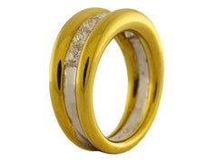 Princess Cut Diamonds Ct 1.58 and 18 Karat Two Tone Gold Band Ring