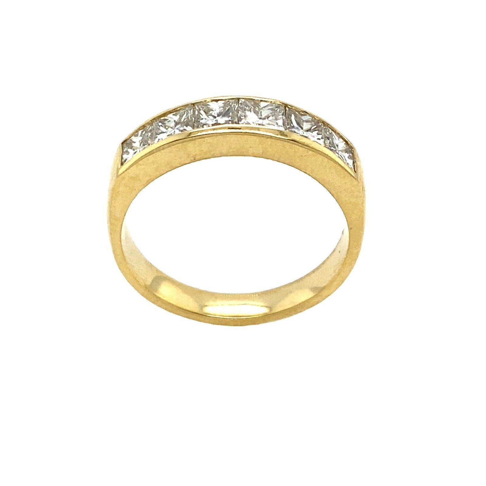 Princess Cut Diamonds Chanel Set Eternity Ring in 18ct Yellow Gold In Excellent Condition For Sale In London, GB