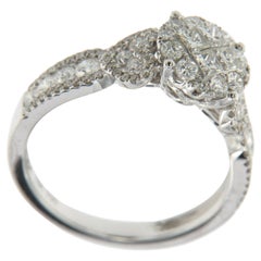 Princess Cut Diamonds Illusion Cluster Ring in 18 Karat White Gold