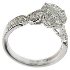 Princess Cut Diamonds Illusion Cluster Ring in 18 Karat White Gold