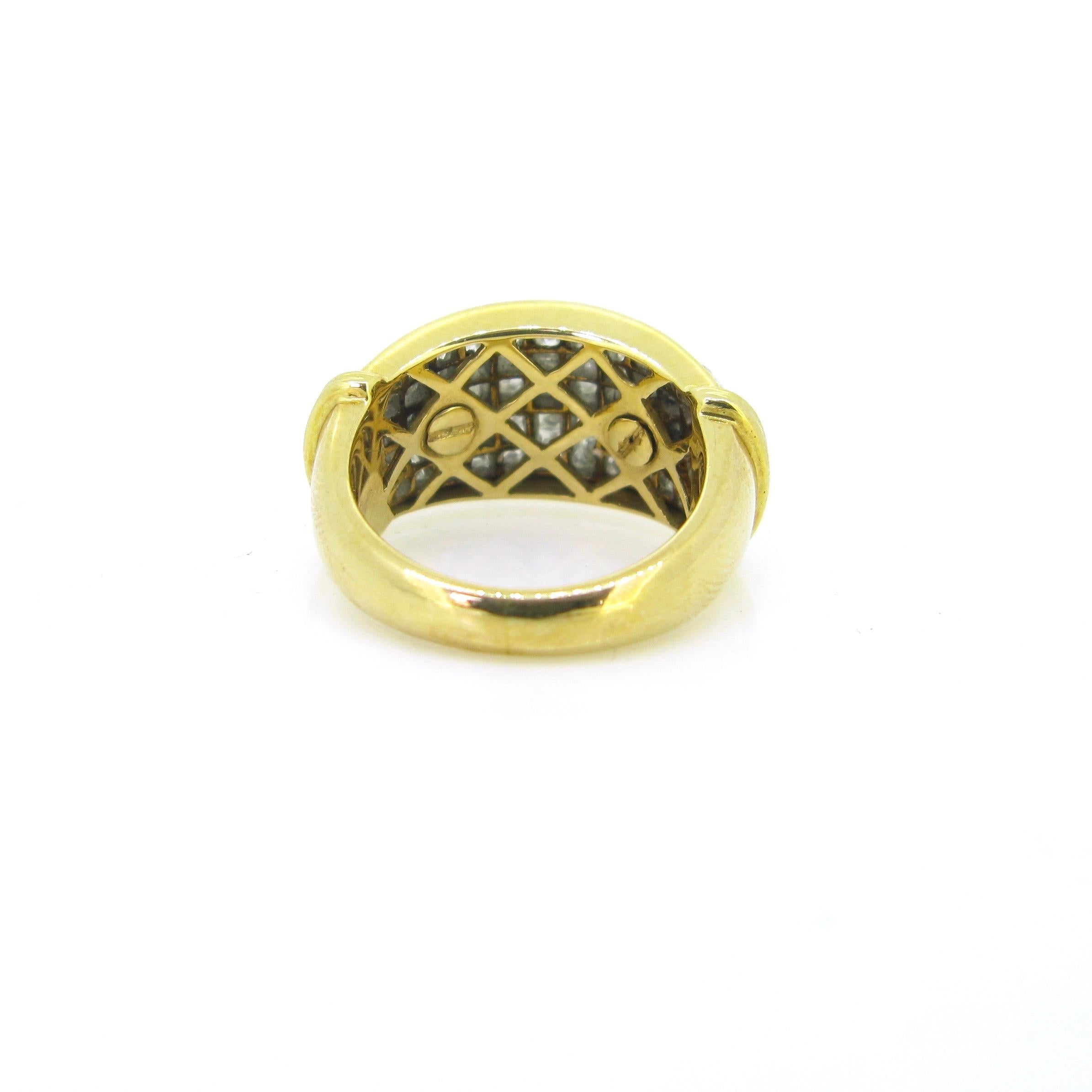 Princess Cut Diamonds Serti Mysterieux Yellow Gold Pave Band Dome Cocktail Ring 1