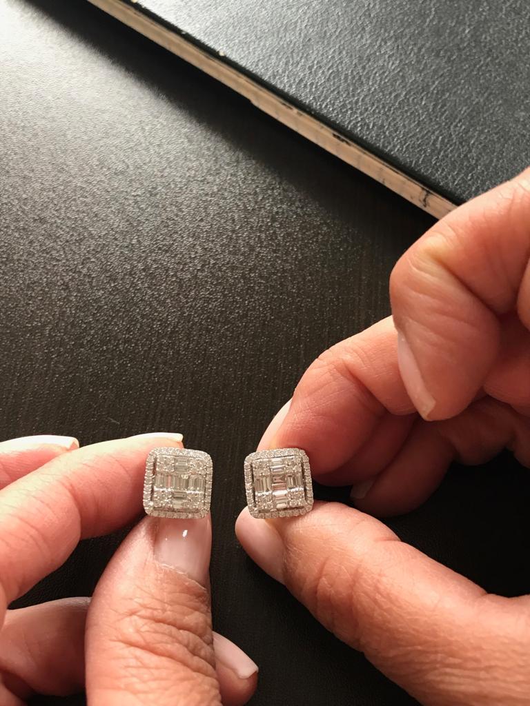 Princess Cut Earrings 2.45 Carat In New Condition For Sale In Great Neck, NY
