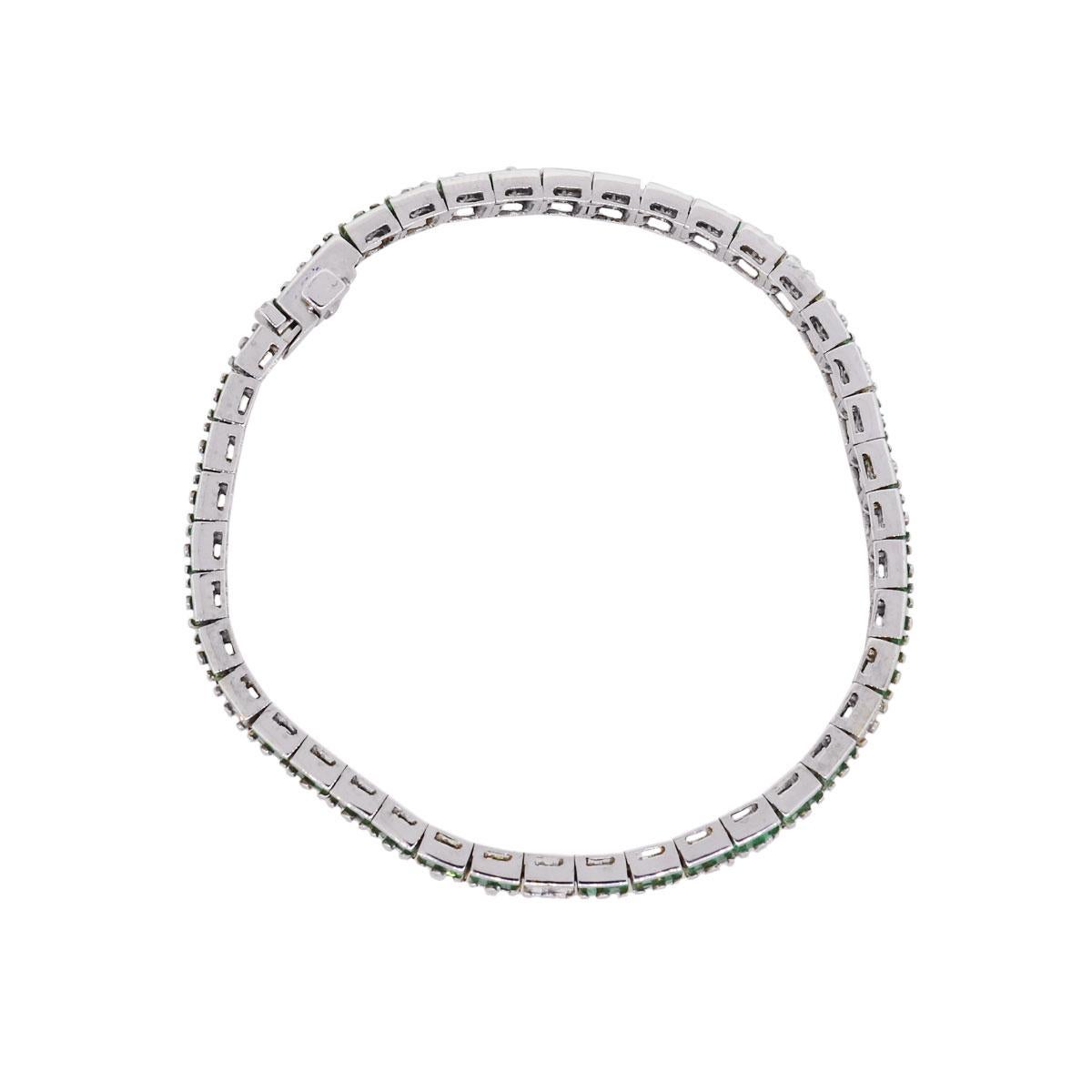 Princess Cut Emerald and Diamond Straight Bracelet (Carréschliff)