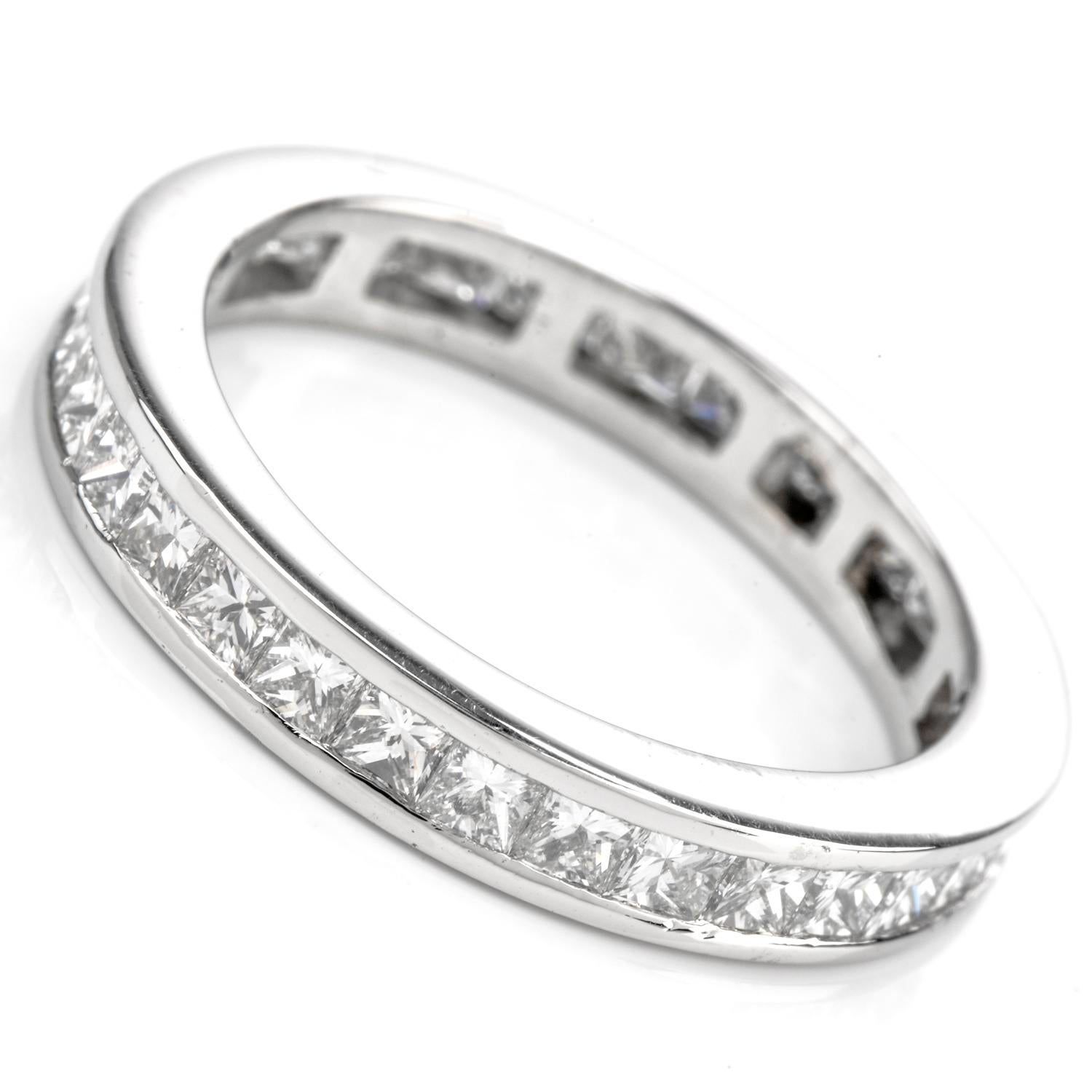 platinum princess cut eternity ring