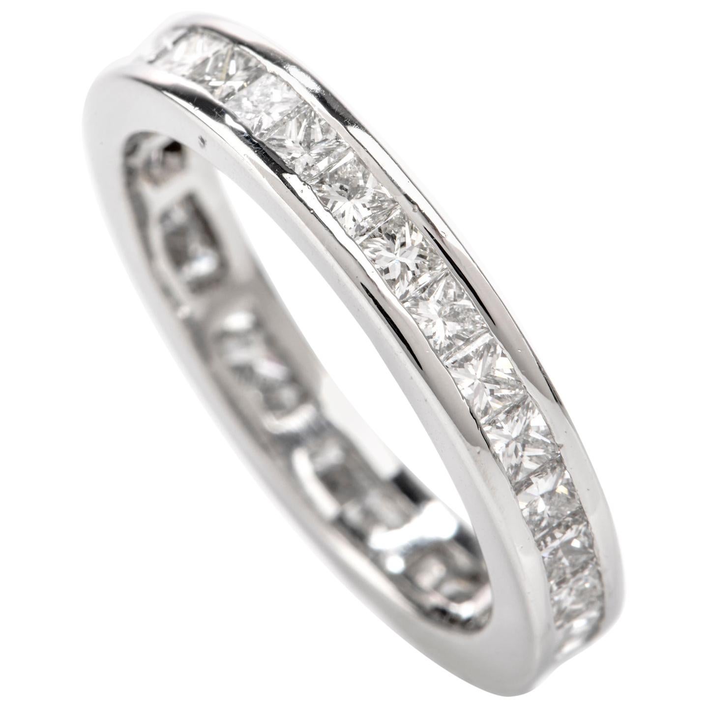 Princess Cut Eternity Diamond Platinum Band Ring