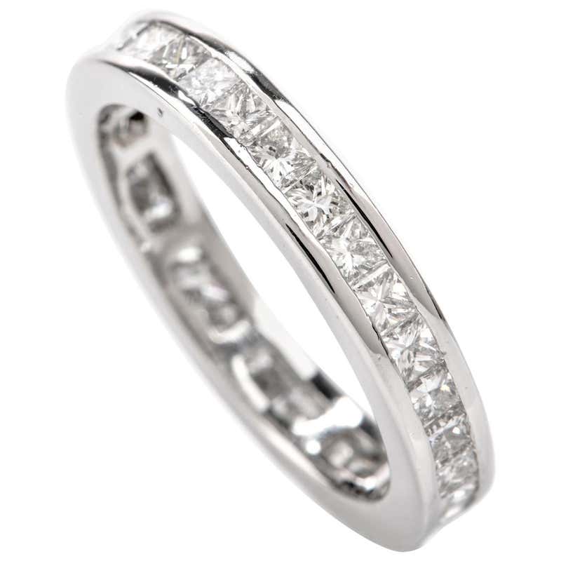1960s Marquise and Round Diamond Platinum Eternity Band Ring at 1stDibs