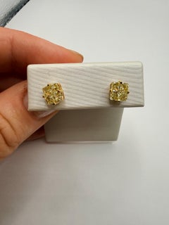 Princess Cut Fancy Yellow diamond studs 18KT modern design