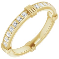 Princess Cut Floating Diamonds Eternity Wedding Band 18 Karat Gold 0.75 Carat