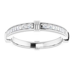 Princess Cut Floating Diamonds Eternity Wedding Band 18 Karat Gold 0.75 Carat