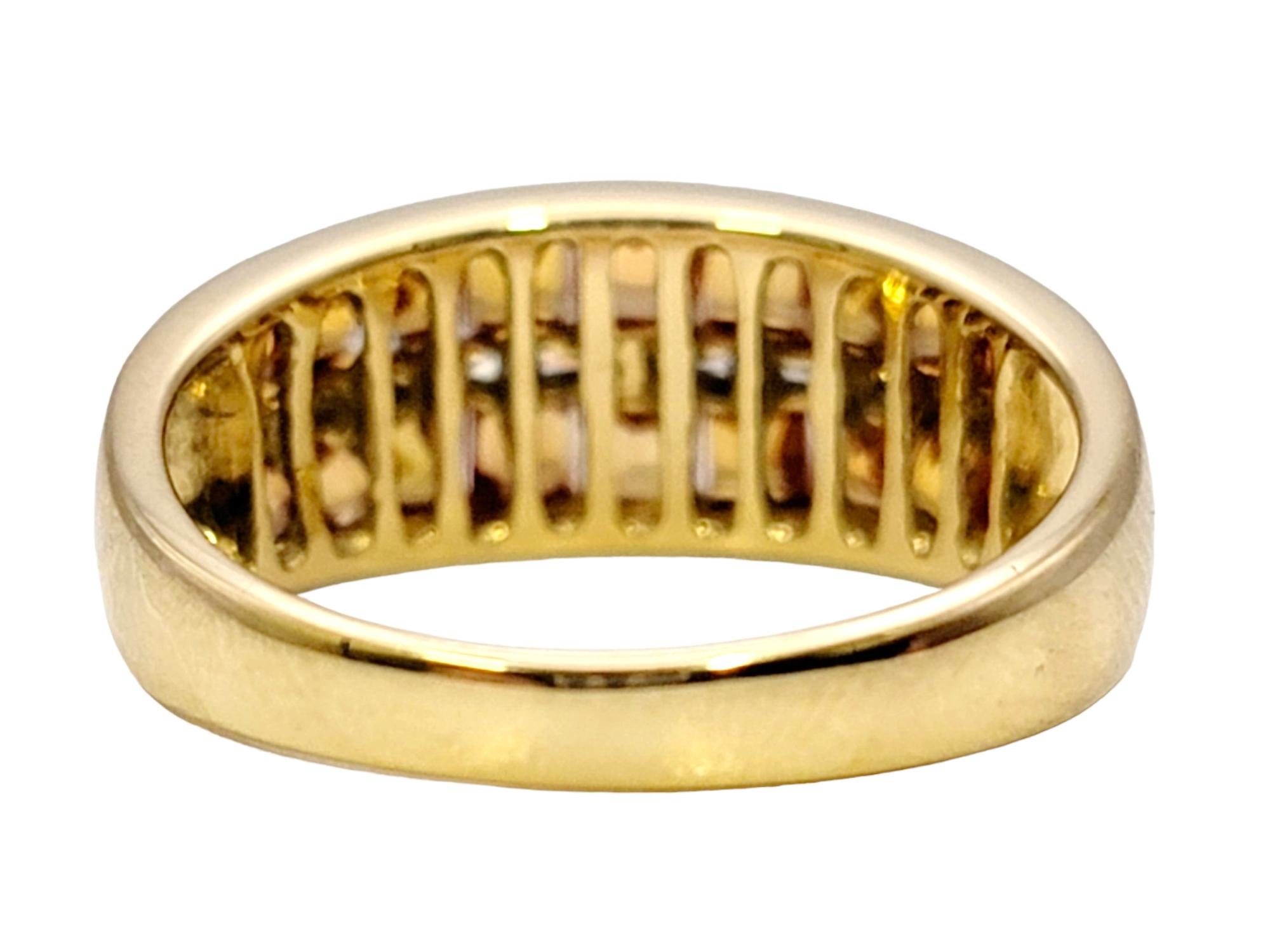 Princess Cut Garnet and Baguette Diamond Multi Row Band Ring in 18 Karat Gold For Sale 1