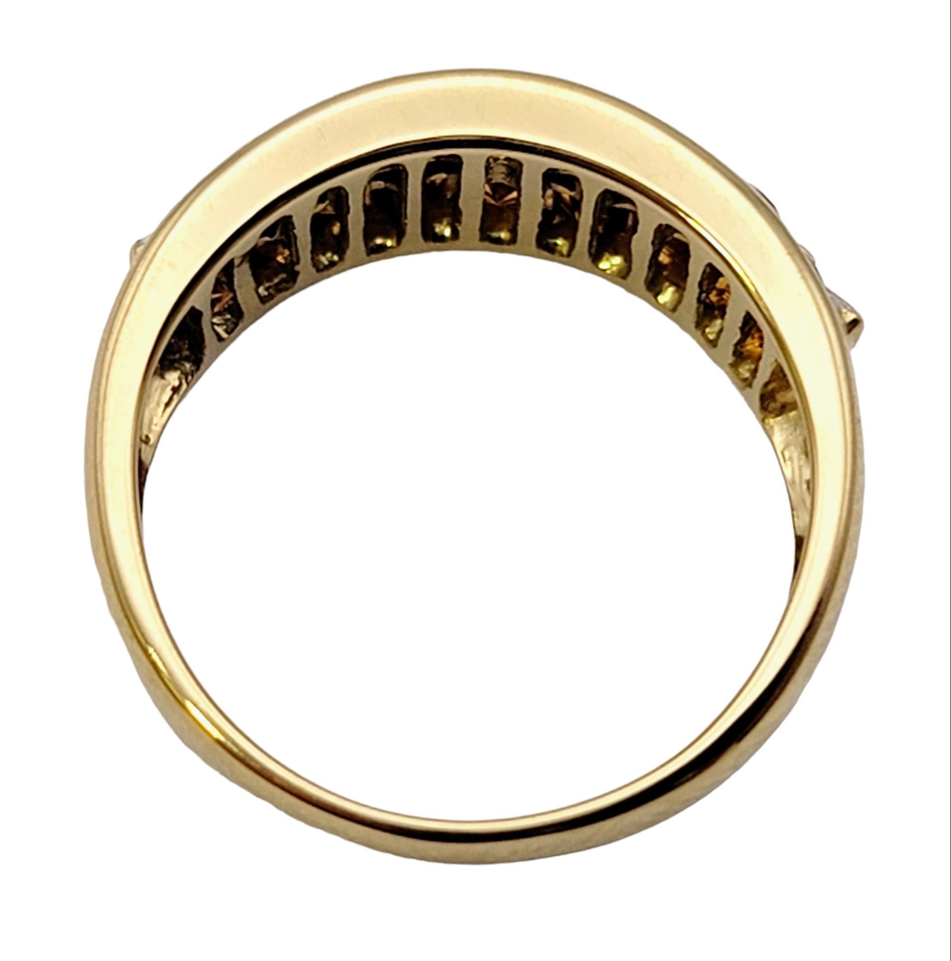 Princess Cut Garnet and Baguette Diamond Multi Row Band Ring in 18 Karat Gold For Sale 2