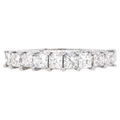 Princess Cut Half Eternity Diamond Ring 0.75 Carats Total 10k White Gold