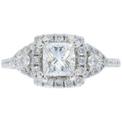 Princess Cut Halo Diamond Engagement Ring