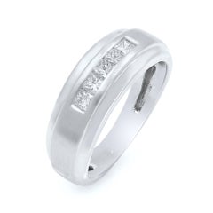 Princess Cut Mens Diamond Wedding Band Ring 10k White Gold 0.40 Cttw