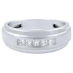 Princess Cut Mens Diamond Wedding Band Ring 10k White Gold 0.40 Cttw