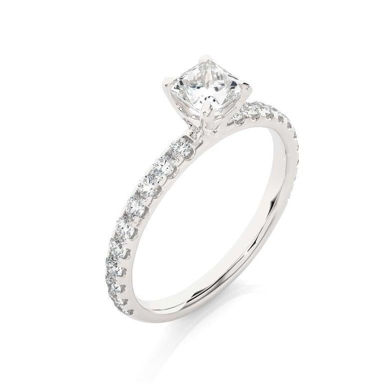 For Sale:  Princess Cut Moissanite Gemstone Engagement Ring for Fiance in 925 Silver 5