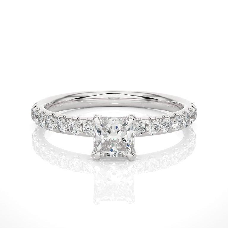 For Sale:  Princess Cut Moissanite Gemstone Engagement Ring for Fiance in 925 Silver 7