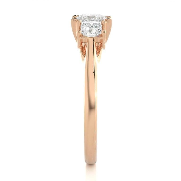 For Sale:  Princess Cut Moissanite Three Stone Ring in Gold Plated Silver for Fiance Gift 10
