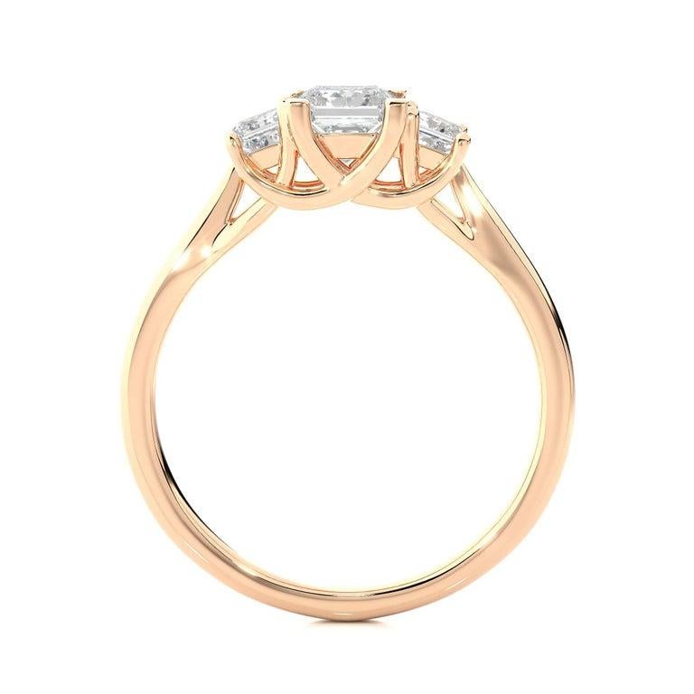 For Sale:  Princess Cut Moissanite Three Stone Ring in Gold Plated Silver for Fiance Gift 9
