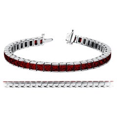 Princess Cut Natural Ruby Tennis Bracelets 18 Karat White Gold
