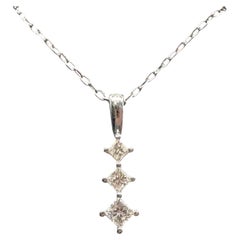 Princess Cut Past Present Future Diamond Necklace in 10kt White Gold – 0.25ctw