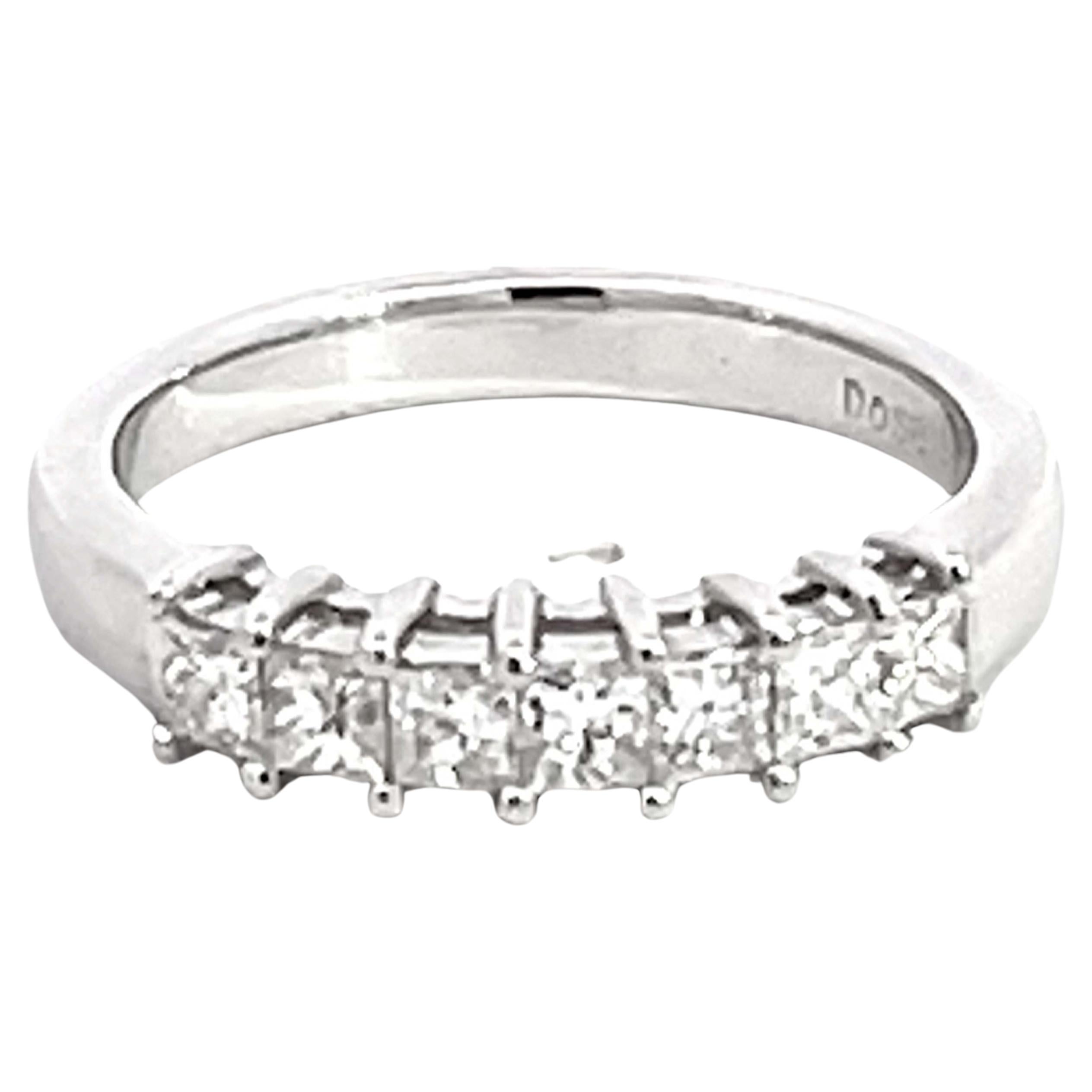 Princess Cut Prong Set Diamond Ring Solid 18k White Gold For Sale