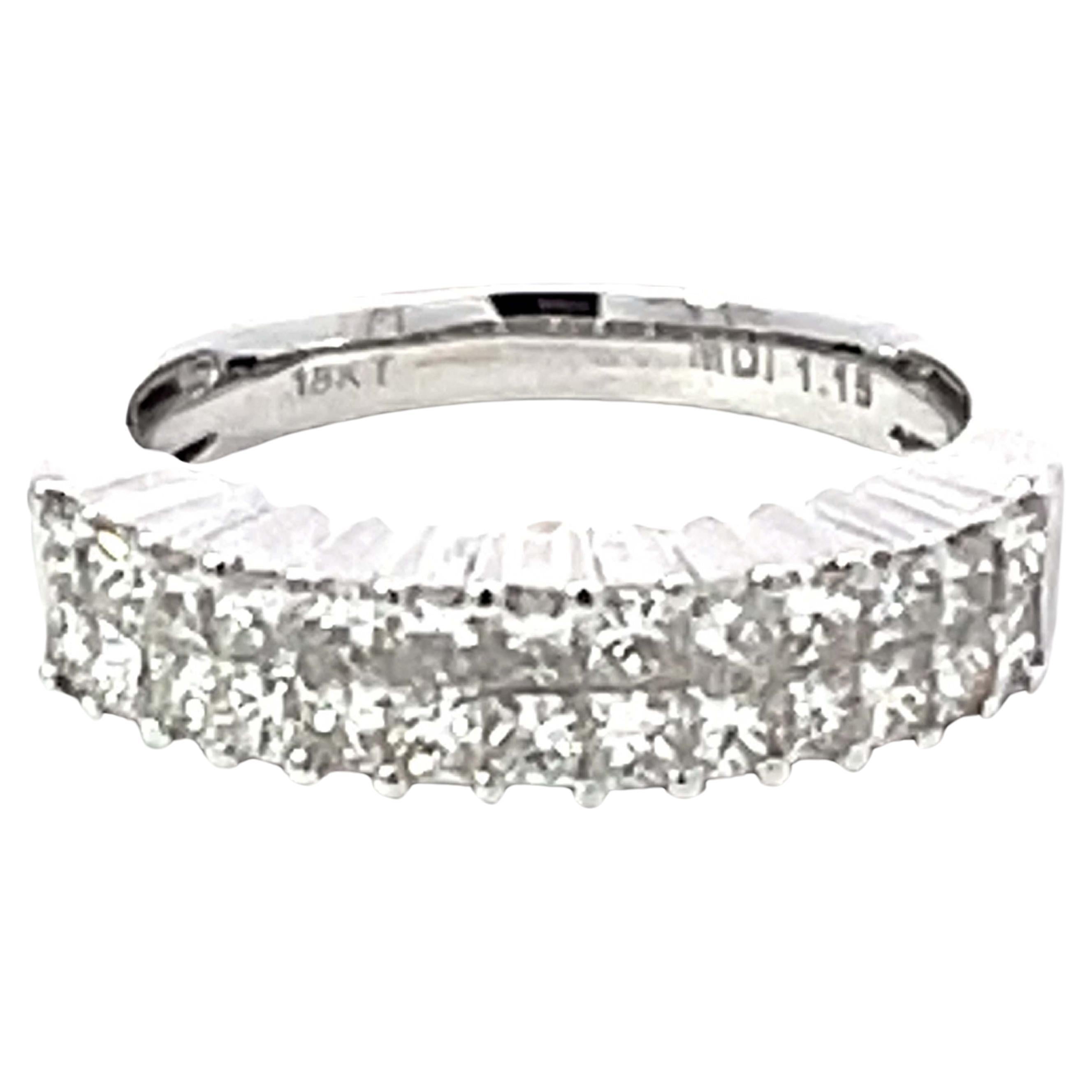 Princess Cut Prong Set Doppelter Diamant-Ring mit Reihenring aus massivem 18k Weißgold