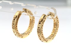 Princess Cut Rainbow Sapphire Hoop Earrings in 18 Karat Yellow Gold