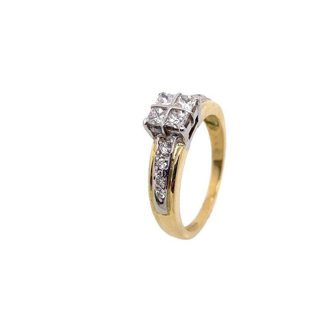 This princess cut and round diamond is a beautiful engagement ring, set in 18ct yellow and white gold.

Additional Information:
Total Diamond Weight: 0.50ct
Diamond Colour: G/H
Diamond Clarity: SI
Width of Band: 1.48mm
Width of Head: 6mm
Length of