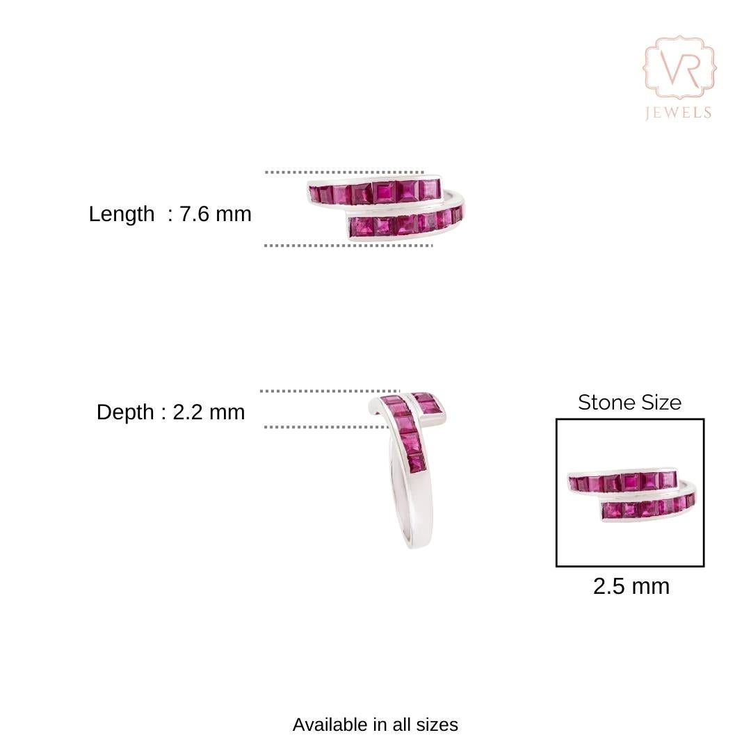 Princess Cut Ruby Channel Set Geometric Wrap Bypa… - image 10