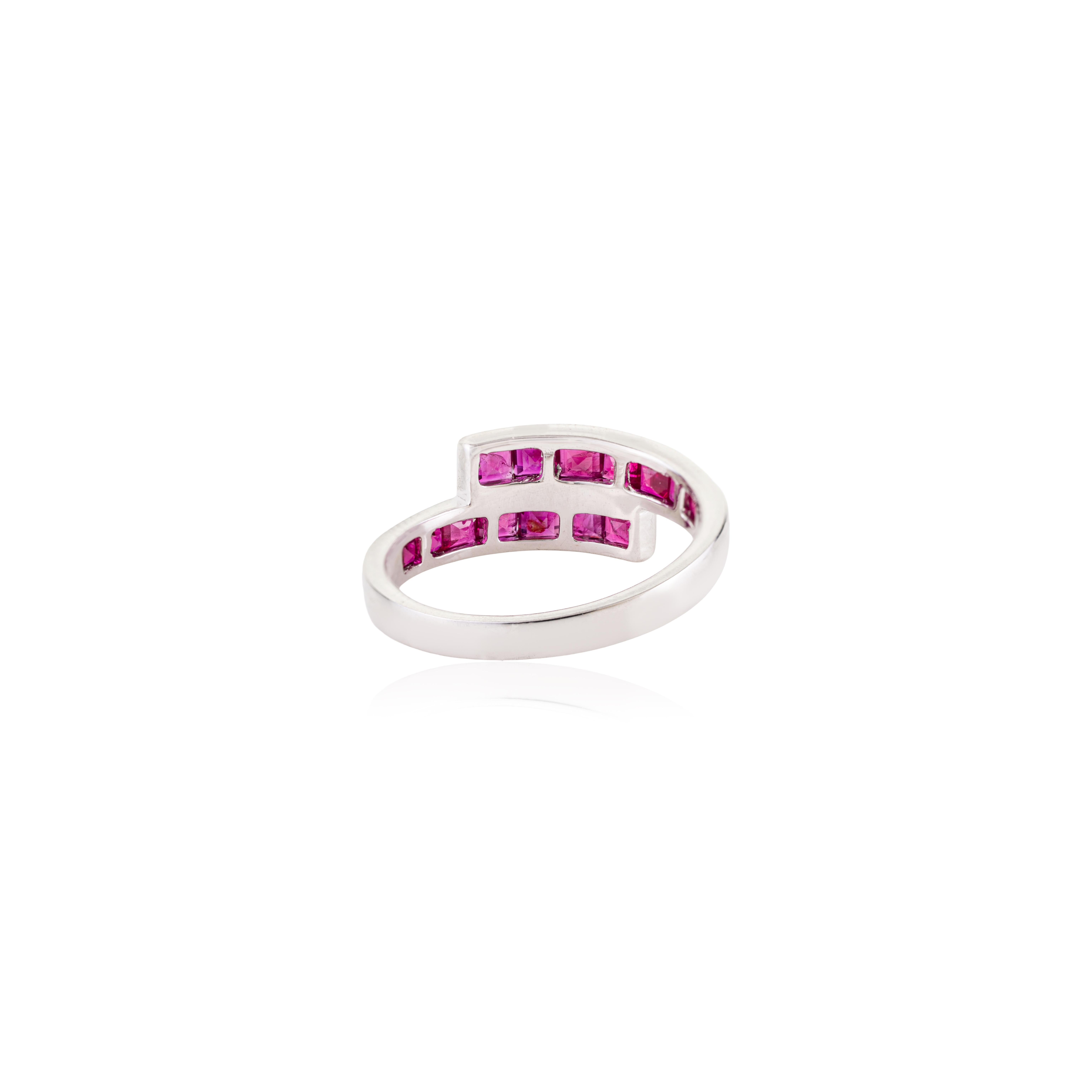 Princess Cut Ruby Channel Set Geometric Wrap Bypa… - image 9