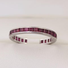 Princess Cut Ruby full Eternity Ring in White Gold