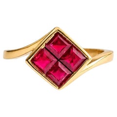 Princess Cut Ruby Ring in 10 Karat Yellow Gold