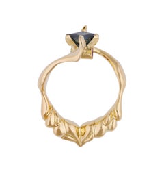 MAIKO NAGAYAMA Sapphire Princess Cut and Ruby 18K Yellow Gold Contemporary Ring