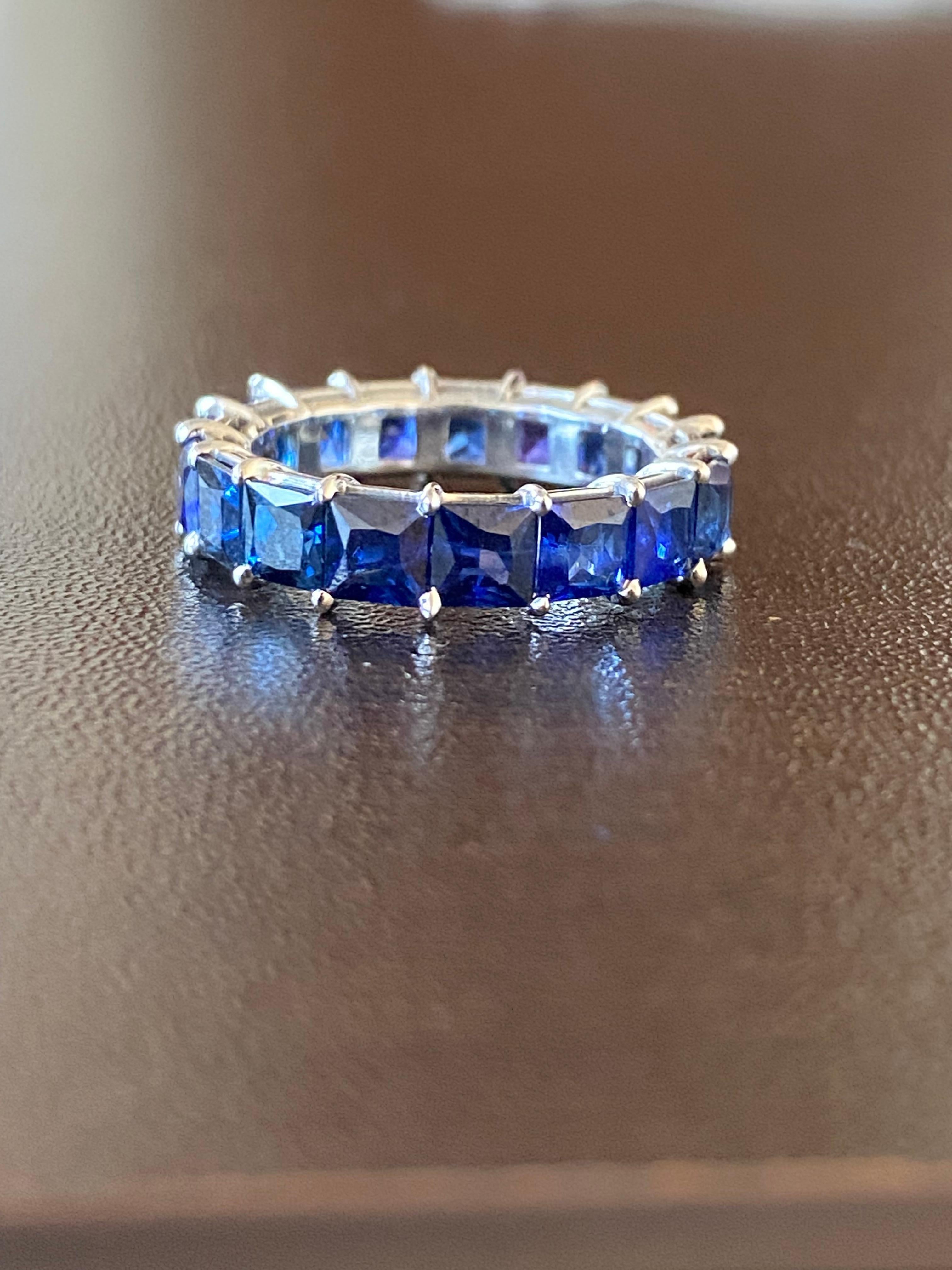 Modern Princess Cut Sapphire Eternity Ring For Sale