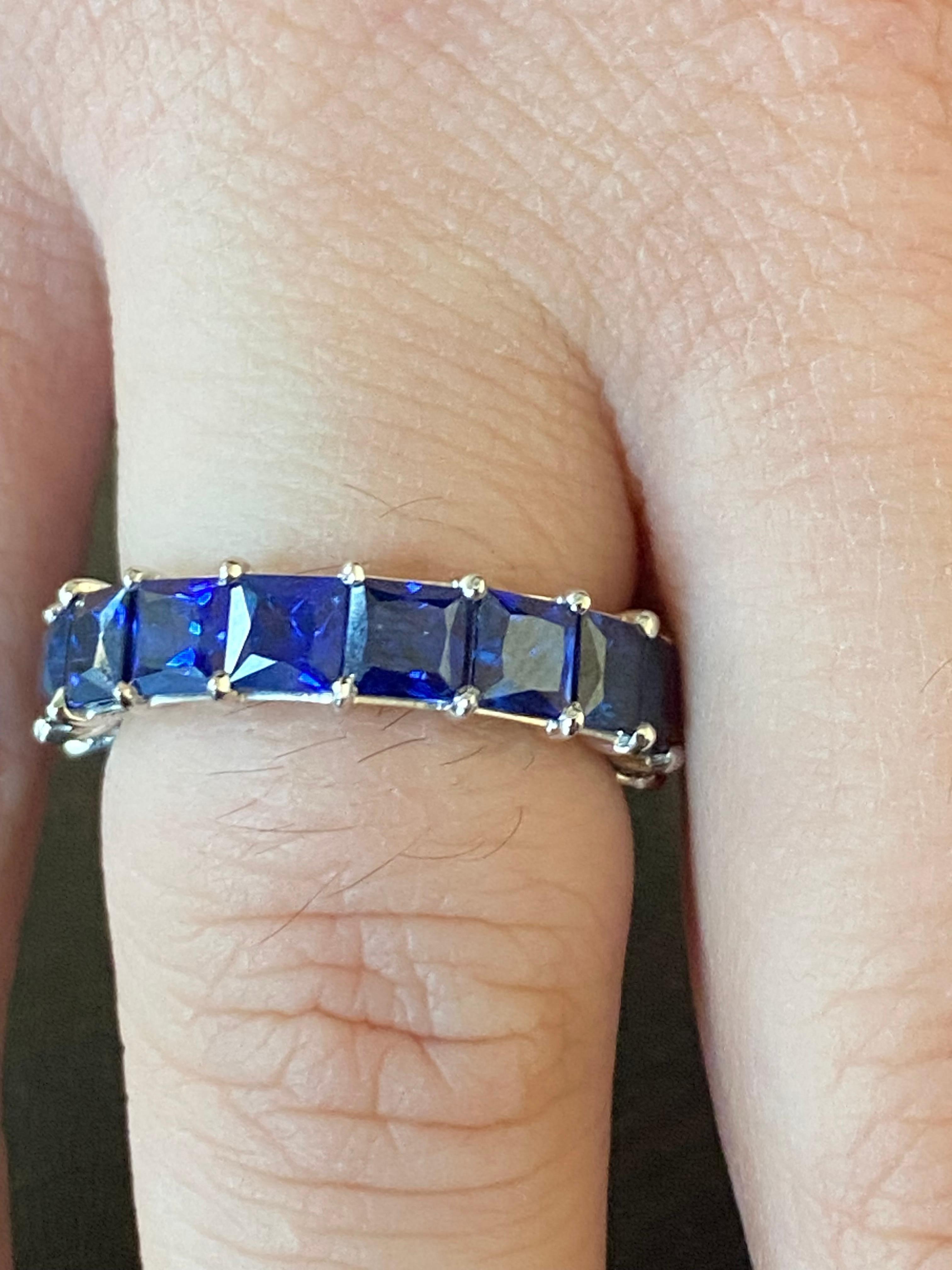Women's Princess Cut Sapphire Eternity Ring For Sale