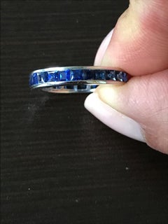 Princess Cut Sapphire White Gold Eternity Ring 14 Karat