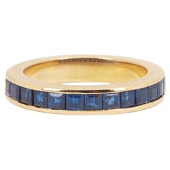 Princess Cut Sapphires 18 Carat Yellow Gold Band Ring