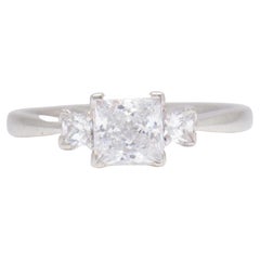 Princess Cut Solitaire Natural Diamond Ring in 14K Solid Gold (Certified)