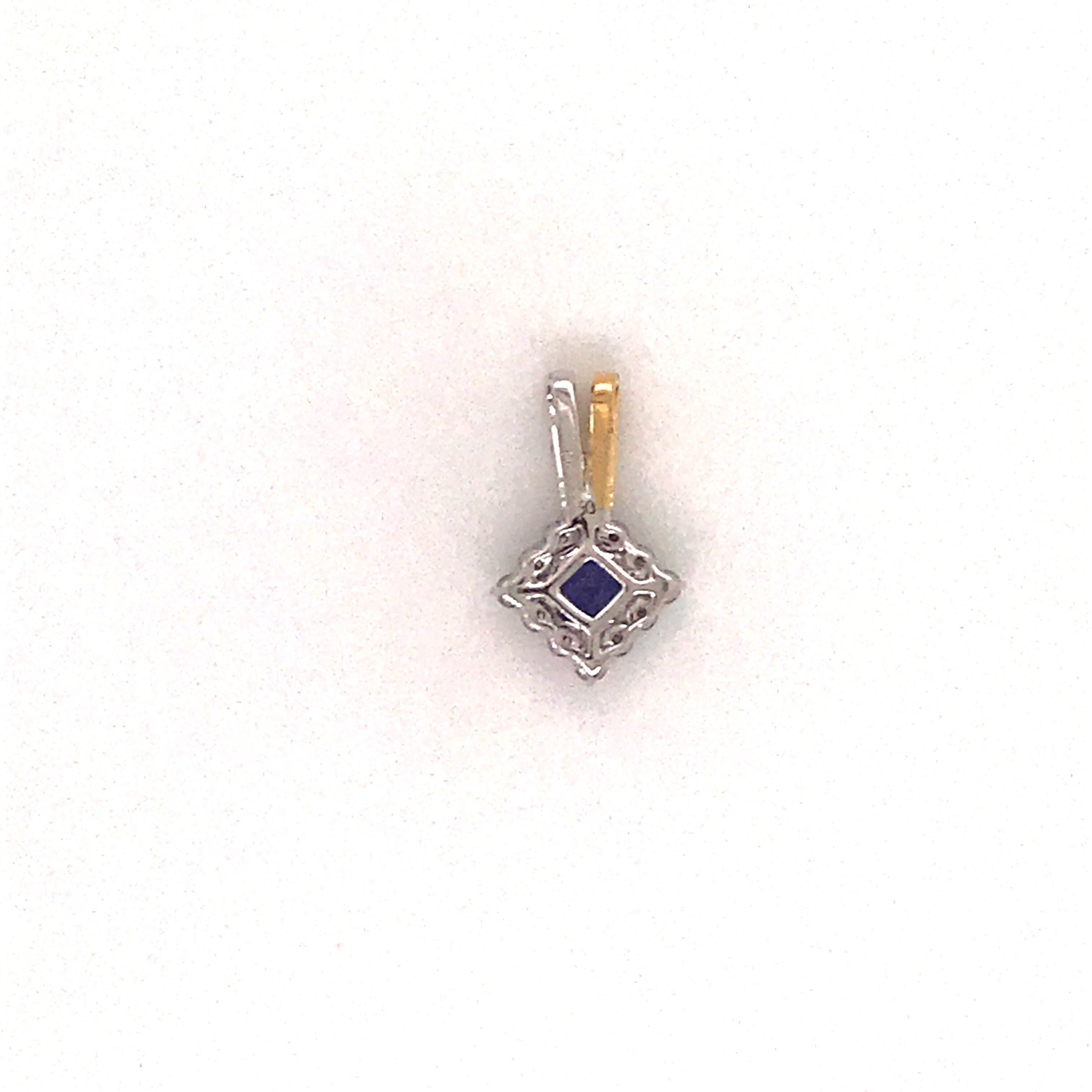 Prinzessinnenschliff Tansanit Diamant-Anhänger 0,56 Karat 14 Karat Gold im Zustand „Neu“ in New York, NY