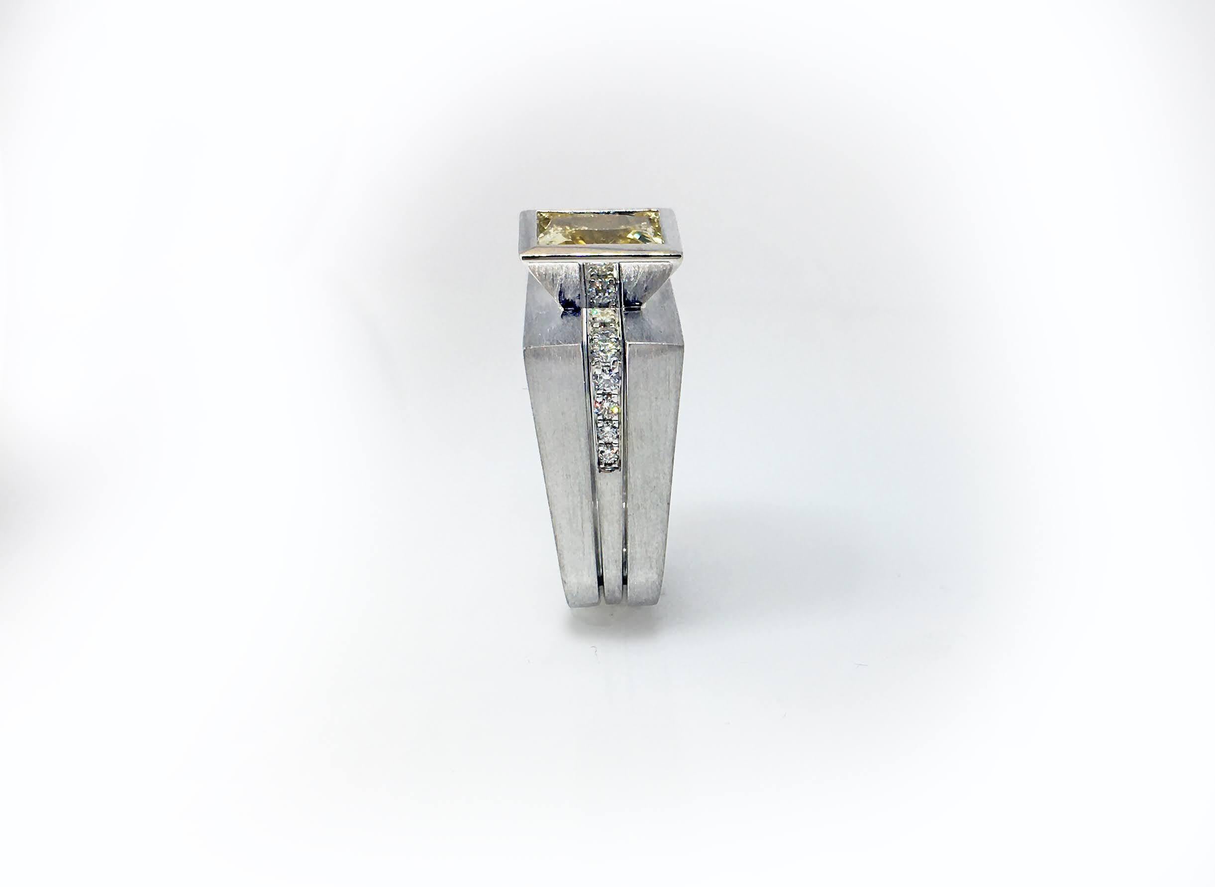 For Sale:  Princess Cut Tapered Bezel Parallel Band Ring 5