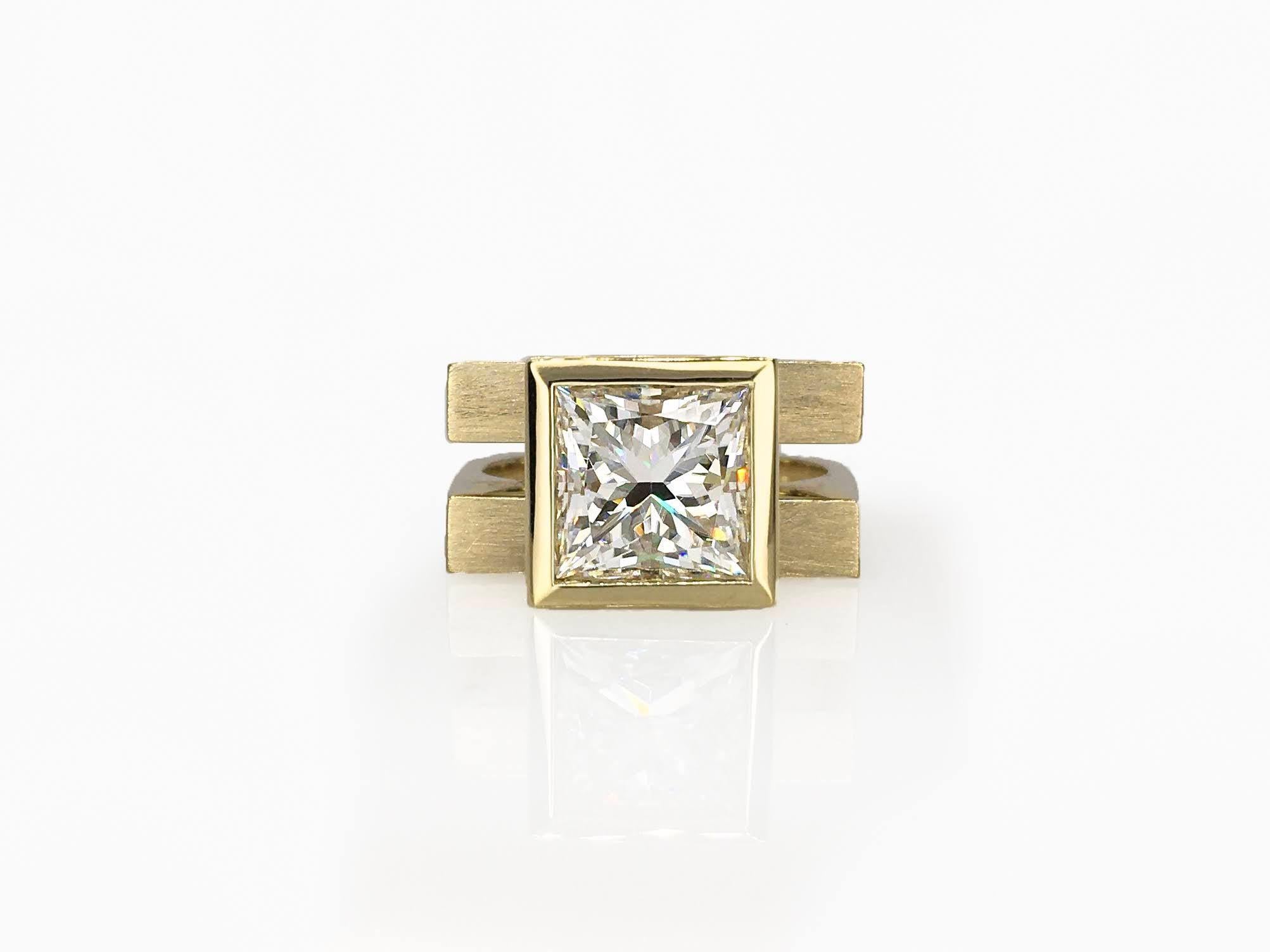 For Sale:  Princess Cut Tapered Bezel Parallel Band Ring 6