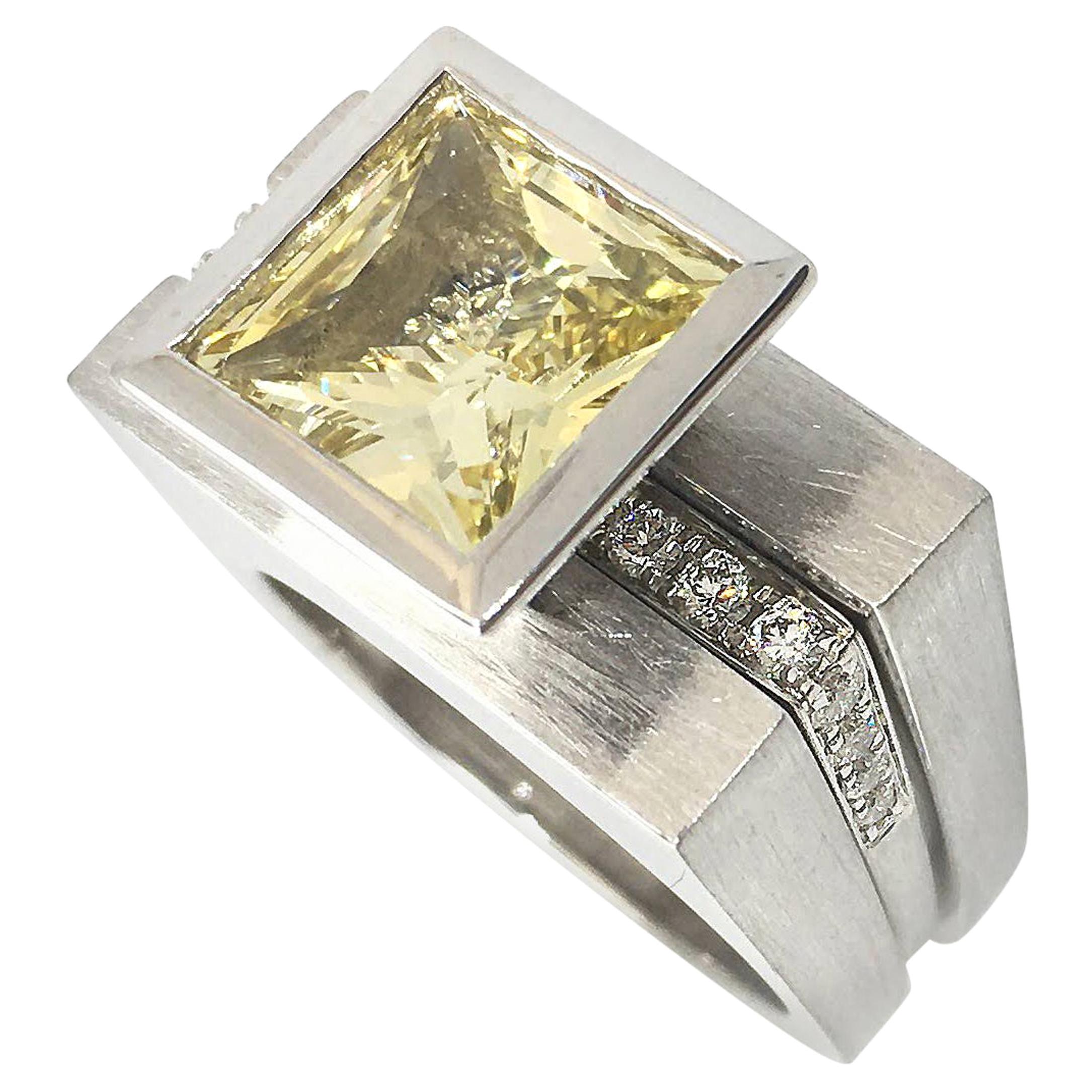 For Sale:  Princess Cut Tapered Bezel Parallel Band Ring